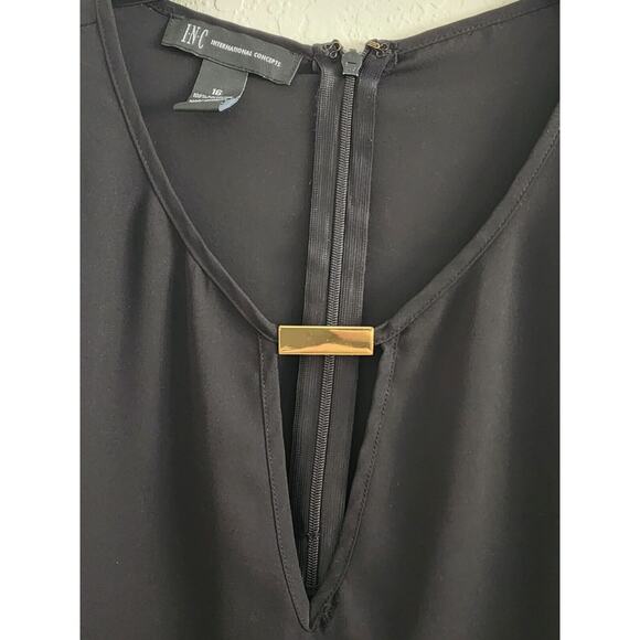 TOP/BLOUSE-INC INT'L CONCEPTS-Black-Sheer-Back Zipper-Open Flowing Sleeves-SZ 16 - Picture 7 of 16